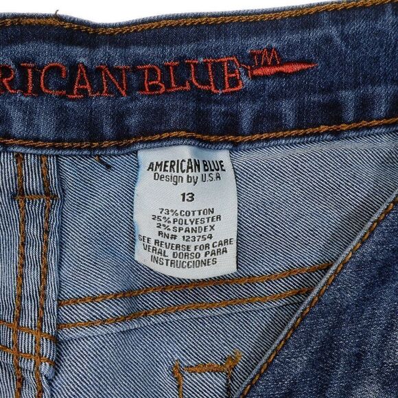 American Blue Skinny Jeans Size 13 Juniors Distressed Dark Wash Stretch 31x30 - Picture 8 of 11